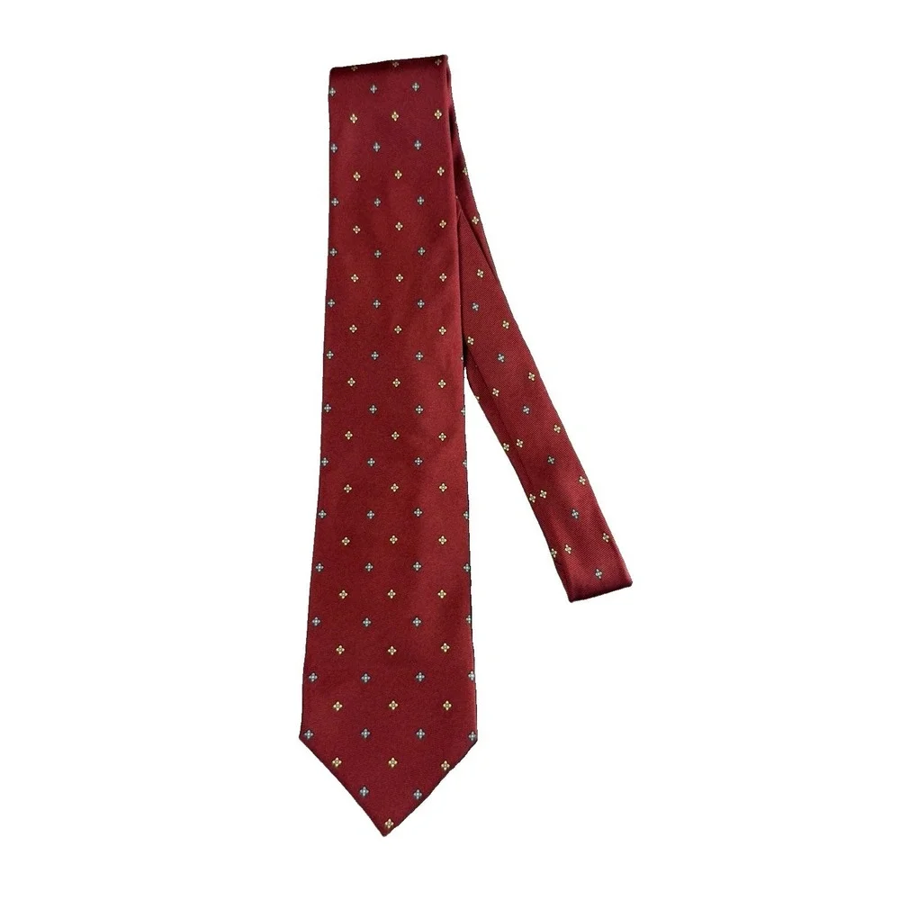 BALENCIAGA Pour Homme Tie Mens Burgundy Silk Geometric Italy 62x3.5